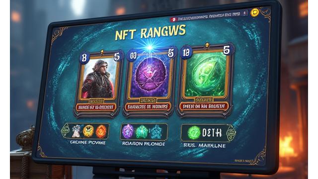 Screenshot from a fantasy RPG game showcasing detailed NFT trading cards, with visible marketplace volume statistics.