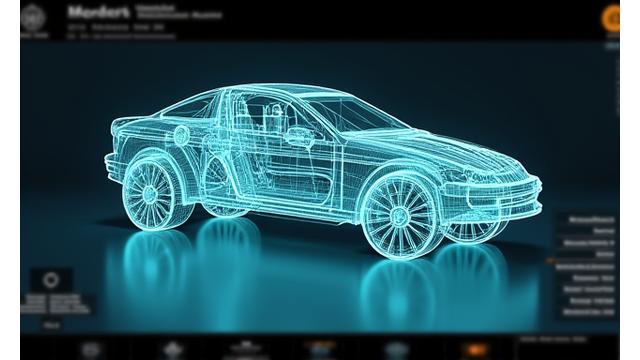 Wireframe view of a complex 3D model in modeling software