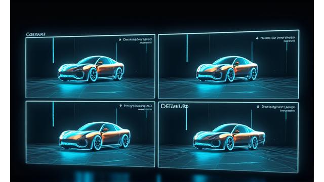 Multiple screens showing the same 3D asset being tested on different metaverse platforms