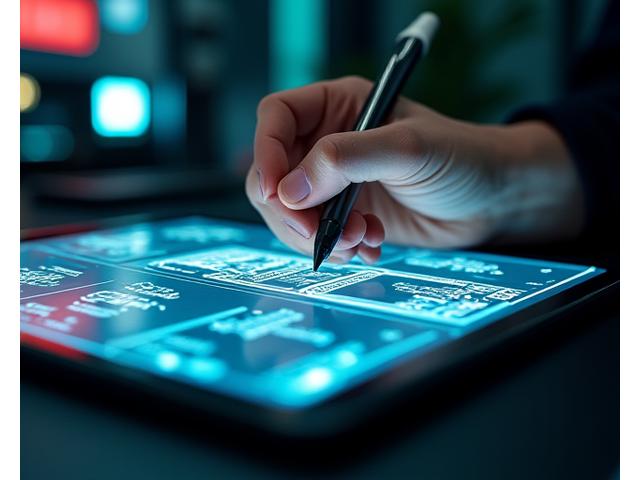 Digital artist creating a detailed NFT ticket on a tablet, showcasing custom artwork and smart contract utility options.