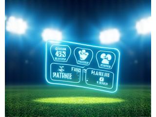 Abstract stadium lights illuminating a blurred sports field, with a holographic ticket overlay depicting season passes and fan voting options.